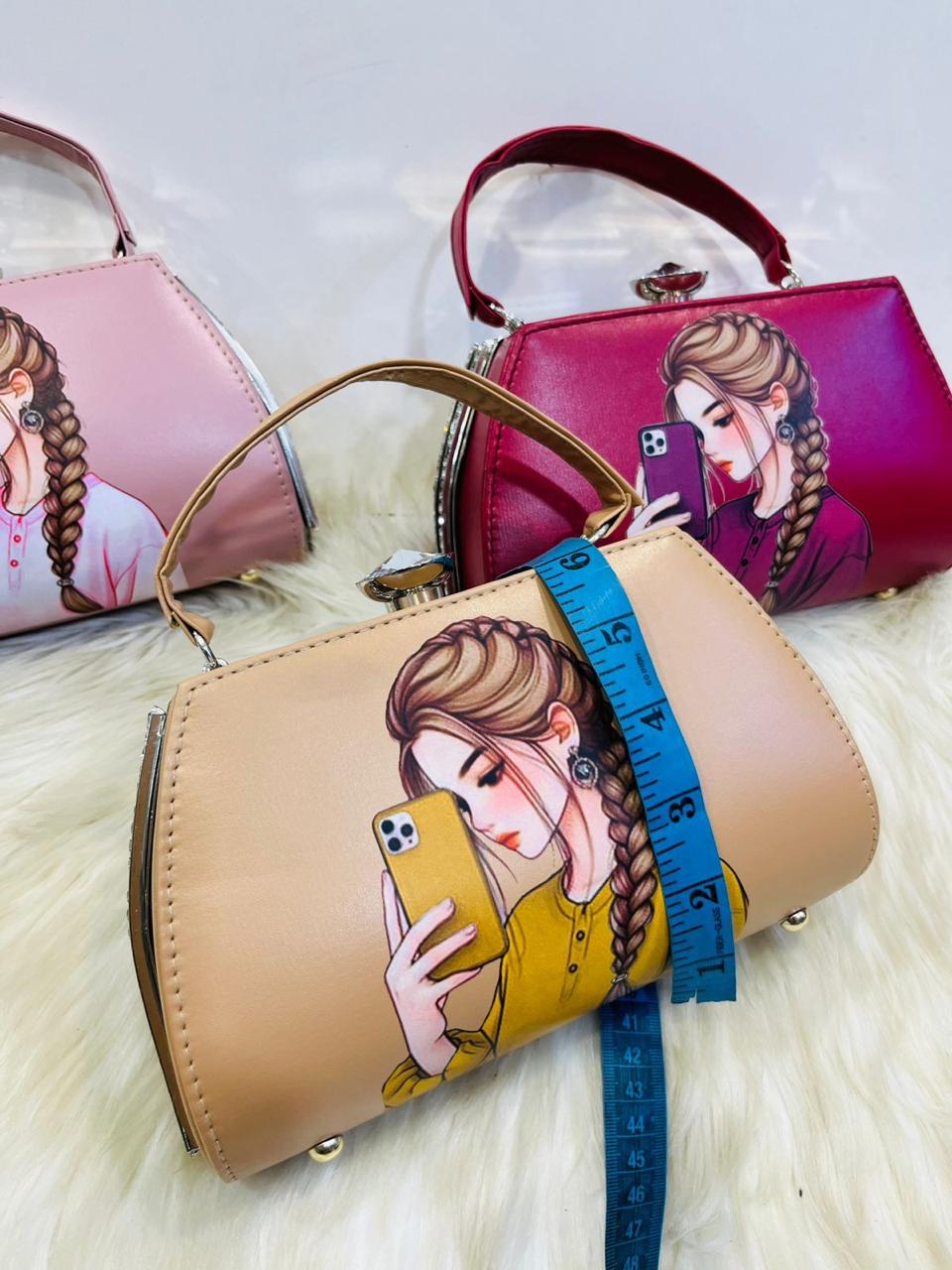 Trendy Selfie Girl Printed Handbag - Premium Luxury Clutch for Women